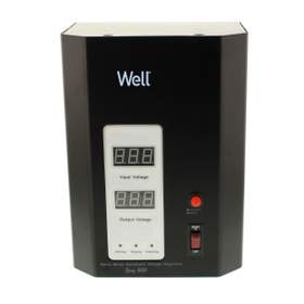 Stabilizator automat de tensiune cu servo motor montabil pe perete Well Spry 500VA/300W, negru
