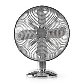 Ventilator de masa Nedis, diametru 30 cm, 3-viteze, functie de oscilare, metal, crom