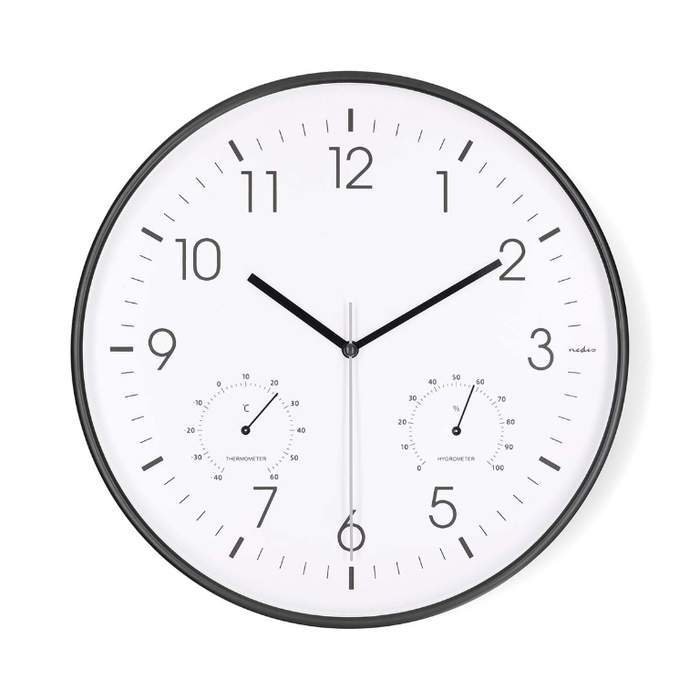 Quartz-wall-clock-30cm-thermometer-hygrometer-plastic-frame-Nedis-1