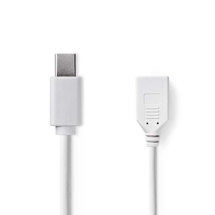 Mini-DisplayPort-Male--DisplayPort-1.2-Female-Cable-4K-30Hz-0.2m-White-Nedis-1