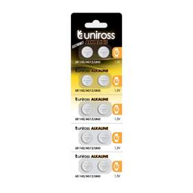 Baterie buton alcalina Uniross AG12, LR1142, LR43, 10 buc/blister