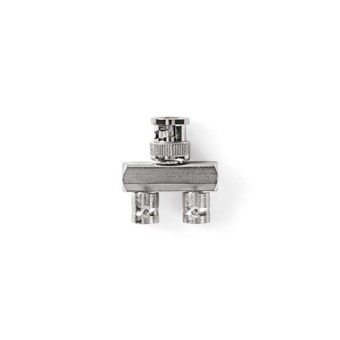 BNC-Adapter-|-BNC-Male-|-2x-BNC-Female-|-Nickel-Plated-|-50-Ohm-|-Splitter-|-Metal-|-Silver-|-10-pcs-|-Polybag-1