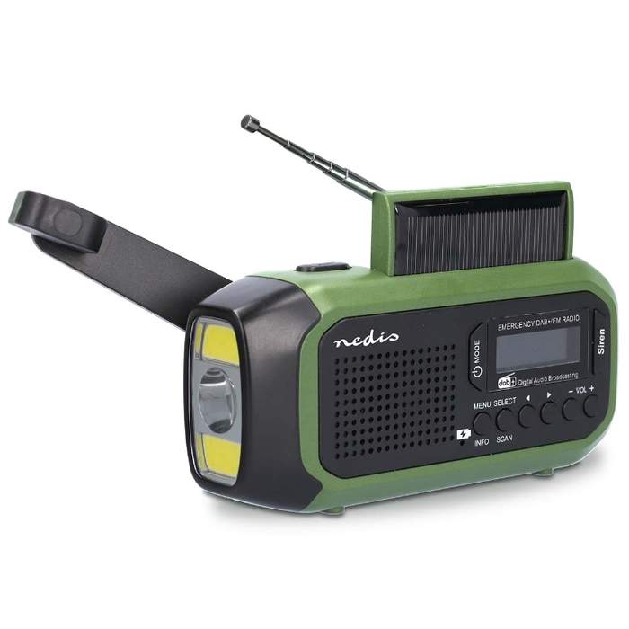 Portable-Emergency-Radio-DAB+-FM-5W-1.46"-Display-Solar-Panel-Black/Green-Nedis-1