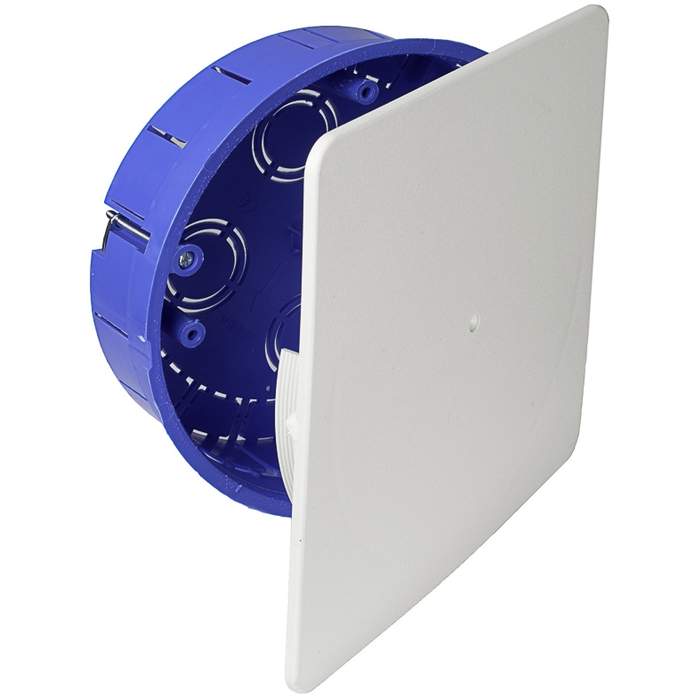 Solera-5516GW-junction-box-plasterboard-square-cap-with-clamps-recessed-14-inputs-Ø25-4-inputs-Ø32-Ø150x46-set-of-4-pieces-1