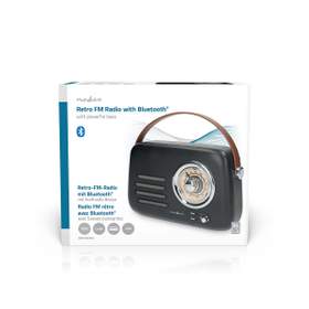 Radio FM, 10W, design portabil, Bluetooth®, FM, alimentat prin acumulator-alimentat prin USB, analogic, negru, Nedis