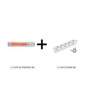 Pachet promotional Incalzitor terasa cu infrarosu, 2000W, montabil pe perete + Prelungitor 5 prize, 3m Well