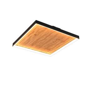 Plafoniera TRIO KALEA, 1x SMD, 41W, 4800lm, 3000K, negru, lemn natural, 655510130