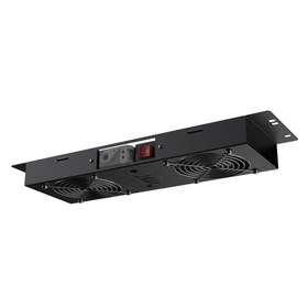 Unitate ventilare 1U pentru rack 19" 2 ventilatoare, cu termostat negru RAL9005 Mirsan MR.FAN2WT.01