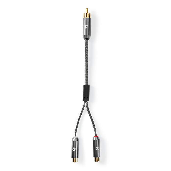 Nedis-RCA-Male-Subwoofer-Cable--2x-RCA-Female-0.2m-Metal-Gray-1