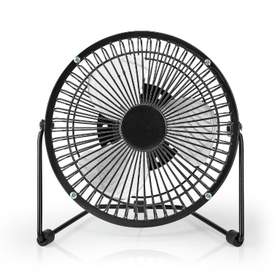Mini ventilator Nedis, diametru 15 cm, alimentare USB, negru/metal