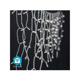 Ghirlanda luminoasa decorativa Smart Wi-Fi Nedis, 400 LED-uri, alb rece, 8m, Android / IOS