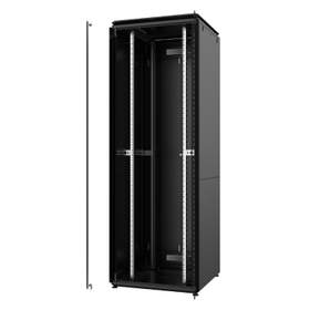 Dulap rack 19" 42U 800x2043x800mm negru asamblat, capacitate maxima incarcare 1000 kg, usa dubla aluminiu/sticla, Mirsan MR.GTV42U88.01