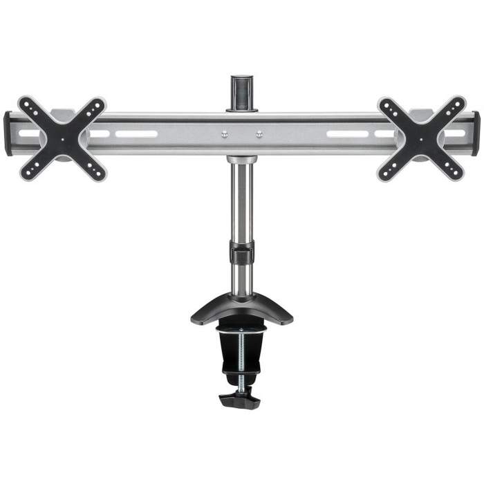 Basic-Monitor-mount-TWIN-black-silver--for-table-mounting-for-two-screens-height-adjustable-(swiveling-and-tilting)-up-to-8kg-1