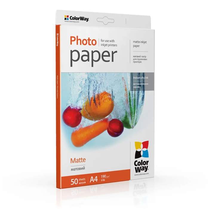 PHP-MT-PM190050A4-CWY_1_Hartie_foto_ColorWay__mat__alb__A4__50_coli__190g_mp__Seria_Matte__PM190050A4