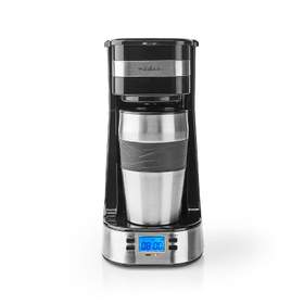 Cafetiera Nedis cu termos 0.42L si timer negru/argintiu