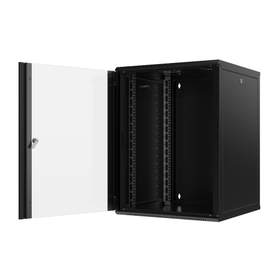 Dulap rack perete 19" 16U 565x754x600mm negru asamblat, usa sticla, panou lateral detasabil Mirsan MR.WTC16U60MN.01_KYK