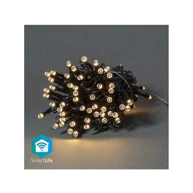 Ghirlanda luminoasa decorativa Smart Wi-Fi Nedis, 50 LED-uri, lumina alba calda, 5m, Android / IOS