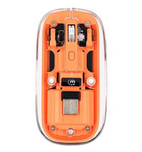 Mouse wireless reincarcabil 190282 Manhattan, 1600dpi, silent click, USB-C, transparent / portocaliu
