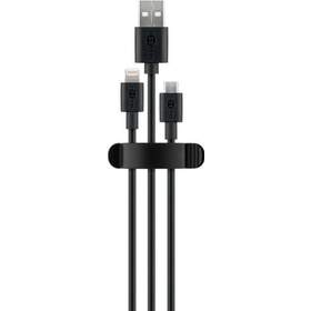 Cleme pentru gestionarea cablurilor cu 3 sloturi Goobay, set 3 bucati, negru
