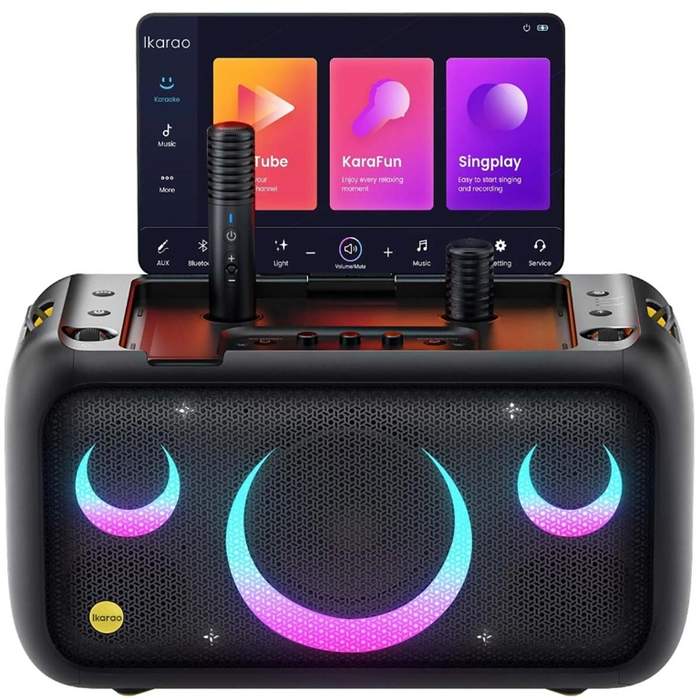 Ikarao-Break-X1-Portable-Bluetooth-Speaker-800W-13.3"-Touch-Screen-Wi-Fi-Android-2-Wireless-Karaoke-Microphones-Black-1