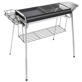 Gratar de gradina pe lemne, din inox, 2 rafturi laterale