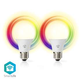 Bec LED Smart WiFi Nedis, E27, 9W, 806lm, 2700K-6500K, RGB, set 2 bucati