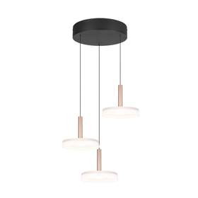 Lampa suspendata TRIO CELESTE, 3x SMD, 7,5W, 3x 750lm, 3000K, negru, sticla alba, 354930365