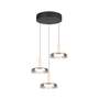 Lampa suspendata TRIO CELESTE, 3x SMD, 7,5W, 3x 750lm, 3000K, negru, sticla cromata, 354930332