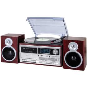 Pick-up Trevi TT 1072 DAB, 2 difuzoare, Bluetooth, radio, caseta, CD, lemn