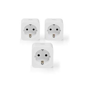 Priza Smart WiFi Nedis, 3680W, 16A, Tip F, alb, set 3 bucati