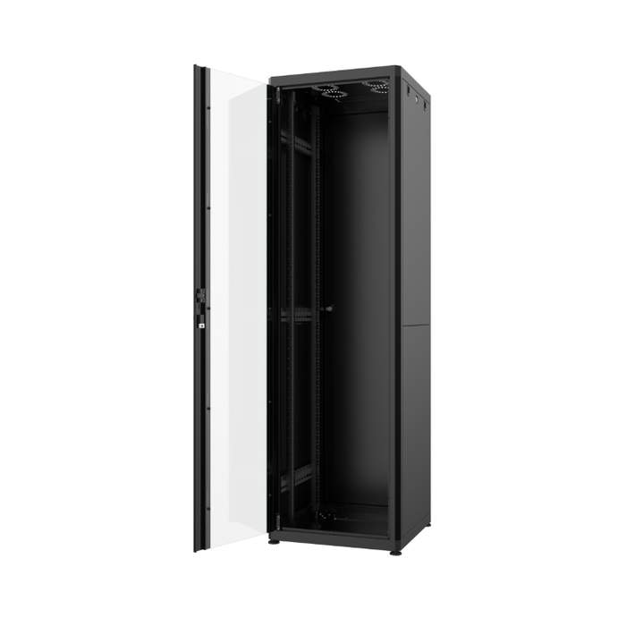 19"-Rack-Cabinet-42U-600x2017x600mm-Black-Assembled-Static-Load-1000kg-Aluminum/Glass-Door-Mirsan-MR.HD.GTN42U66.01-1