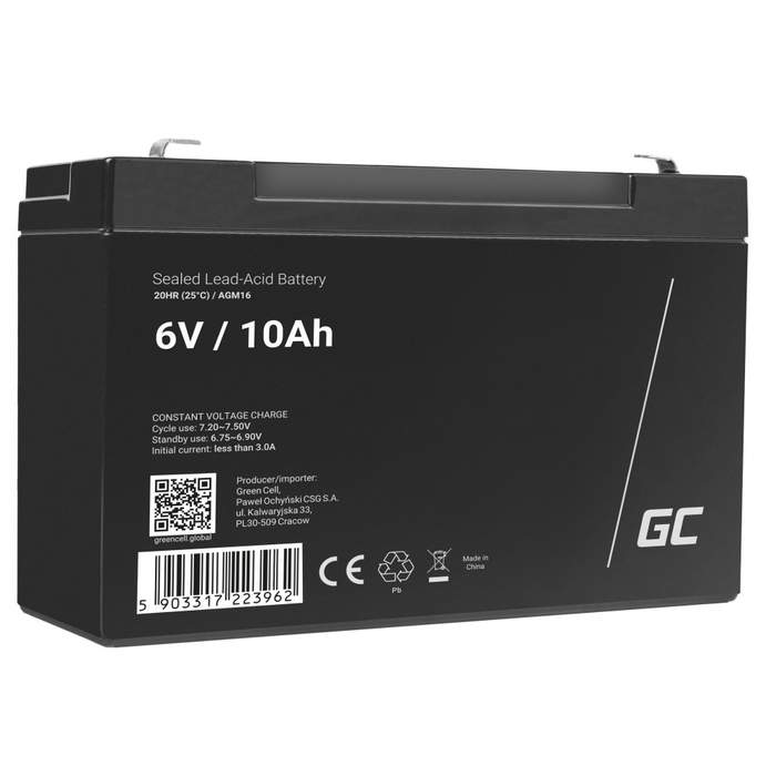 GreenCell-6V-10AH-Lead-Acid-Battery-F1/T1-Terminal-AGM16-1