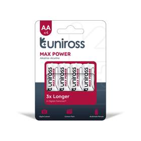Baterie alcalina Uniross Max Power R6 (AA), 4 buc/blister