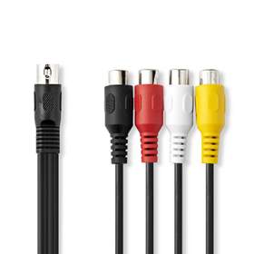 Cablu audio DIN 5p tata - 4x RCA mama, 0.2m, negru, Nedis