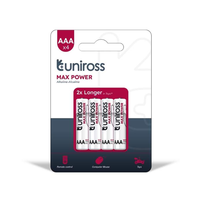Uniross-Max-Power-R3-Alkaline-Battery-(AAA)-4-pcs/blister-1