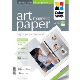 Hartie foto ColorWay, mat, magnetic, alb, A4, 5 coli, 650g/mp, Seria Art