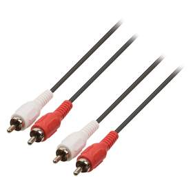 Cablu audio stereo 2x RCA tata - 2x RCA tata 1.0m negru, Valueline, produs cu ambalaj deteriorat