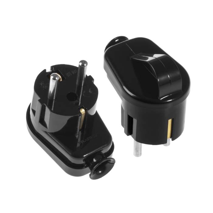 Stecher-Shuko-iesire-laterala-negru-inel-prindere-WT-16U/Z-Plastrol-1