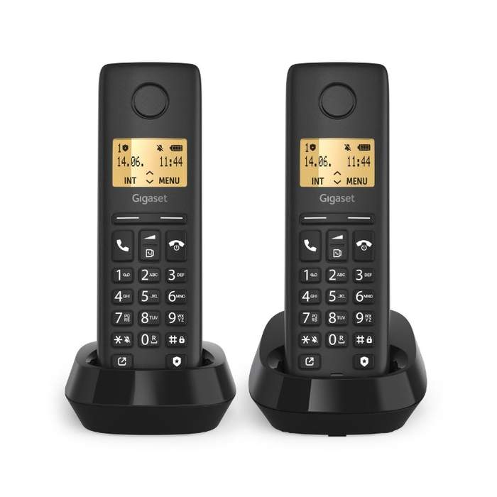DECT-Gigaset-PURE-100-Duo-Cordless-Phone-2-Receivers-Black-1