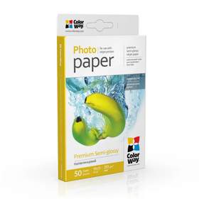 Hartie foto ColorWay, semilucios, alb, 10x15cm, 50 coli, 255g/mp, Seria Premium microporous