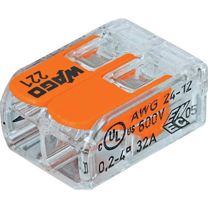 Cable-Quick-Ties-Clamps-2-Valves-Transparency-0.2-4mm2-32A-Box-100-pcs-Wago-221-412-1