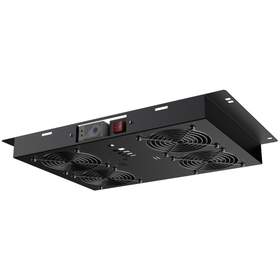 Unitate ventilare 1U pentru rack 19" 4 ventilatoare, cu tremostat negru RAL9005 Mirsan MR.FAN4AT.01