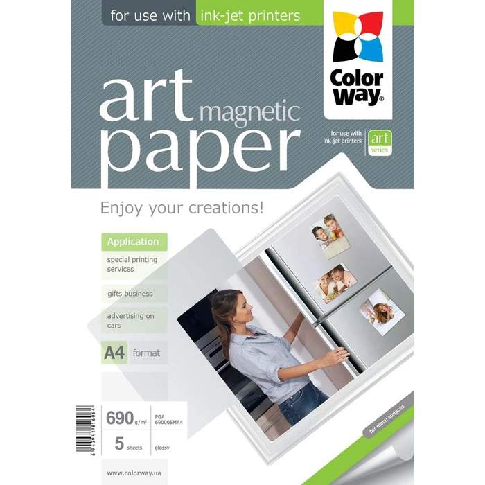 PHP-ART-PGA690005MA4-CWY_1_Hartie_foto_ColorWay__lucios__magnetic__alb__A4__5_coli__690g_mp__Seria_Art__PGA690005MA4