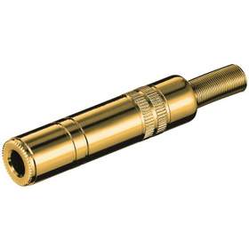 Conector (mufa) jack 6.35mm stereo mama aurit, montare prin lipire, protector cablu, Goobay