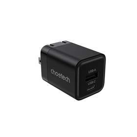 Incarcator retea GaN 30W, 2 porturi (USB-C + USB-A), standard US, negru, Choetech