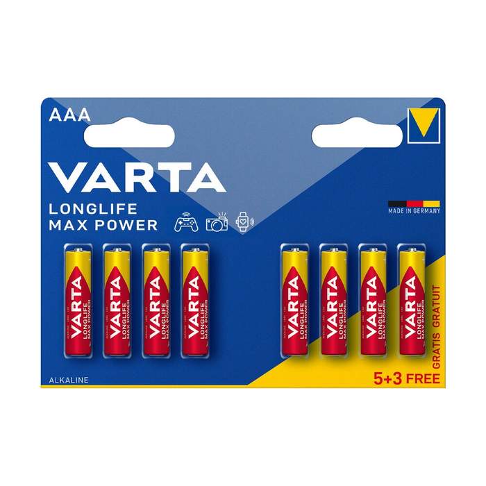 Alkaline-Battery-R3-(AAA)-8-pcs/blister-Longlife-Max-Power-Varta-1
