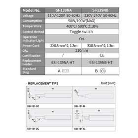 Ciocan de lipit, putere selectabila, 50W-100W, Pro'sKit SI-139NB
