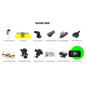 Pachet Ride, modulator FM, incarcator wireless, head-up display, suport telefon, invertor de tensiune, Well