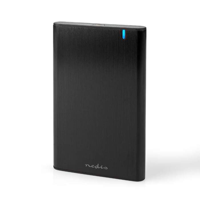 Nedis-Enclosure-HDD-Case-2.5"-SATA-III-USB-A/USB-C-5Gbps-Aluminum-Black-1