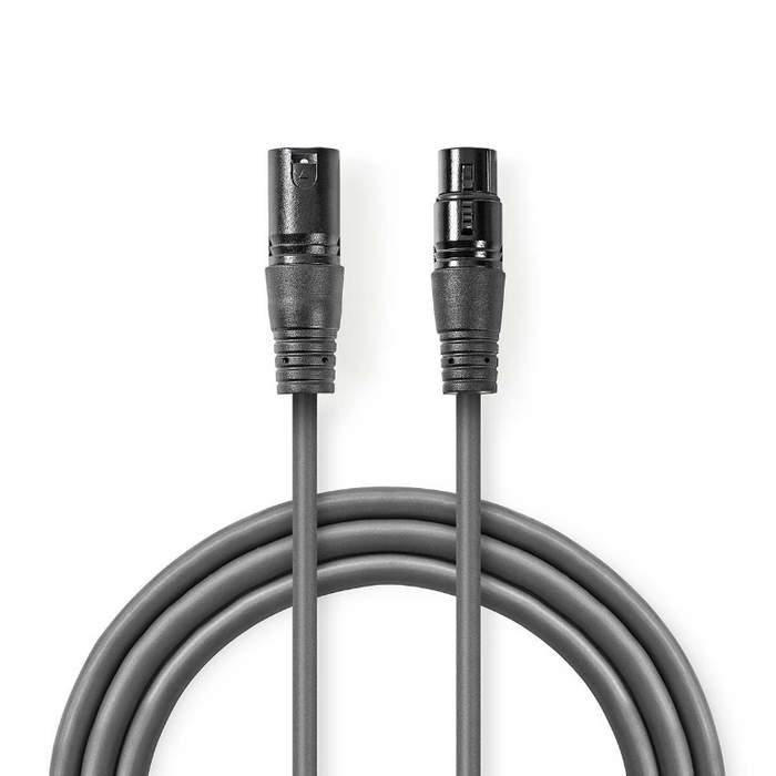 Nedis-Digital-DMX-Cable-XLR-3-pin-Male--XLR-3-Pin-Female-110-Ohm-0.5-m-Gray-1